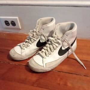Nike White and Black High-Top Shoes